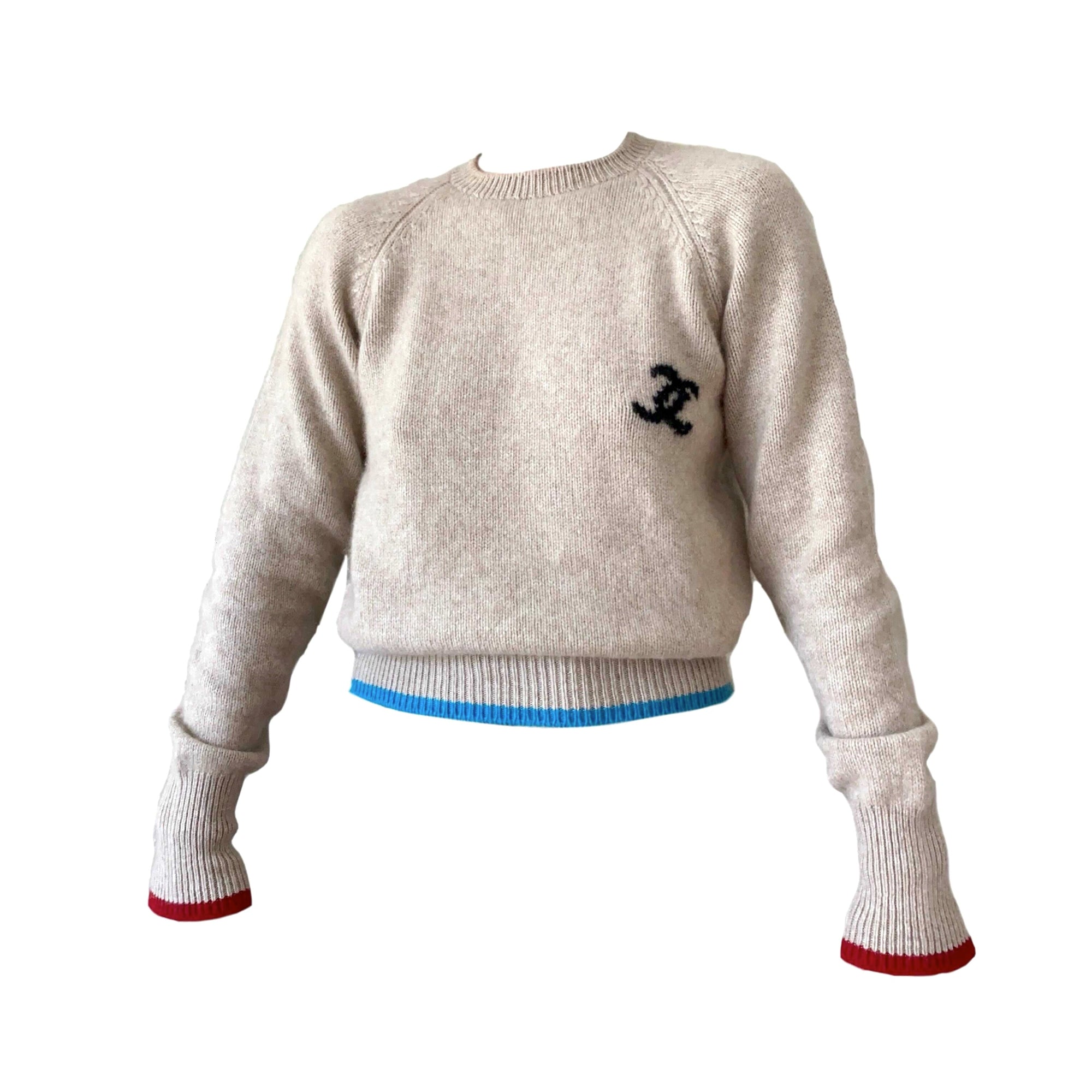 Chanel Cashmere Contrast Logo Sweater