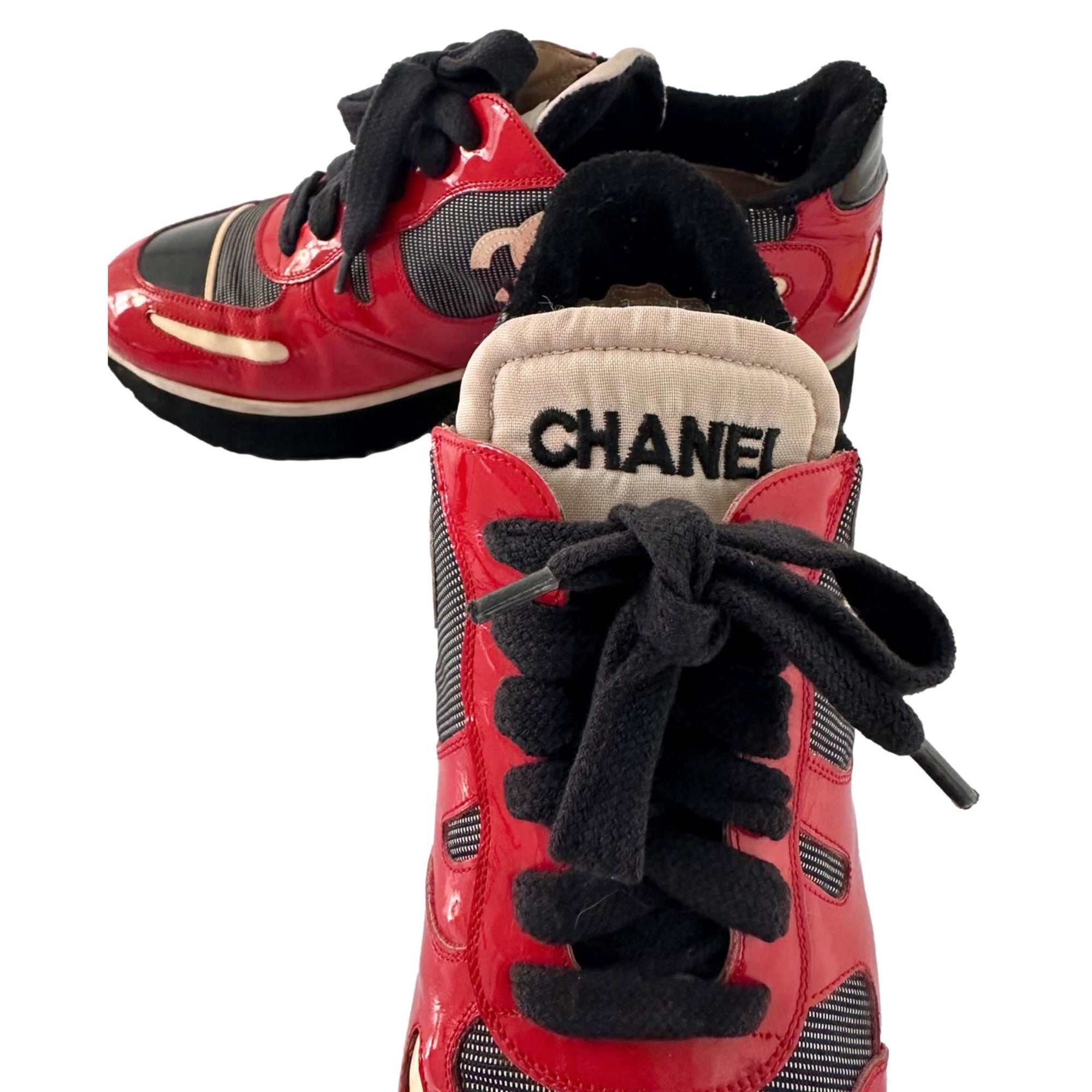 Chanel Red + Black Platform Sneaker