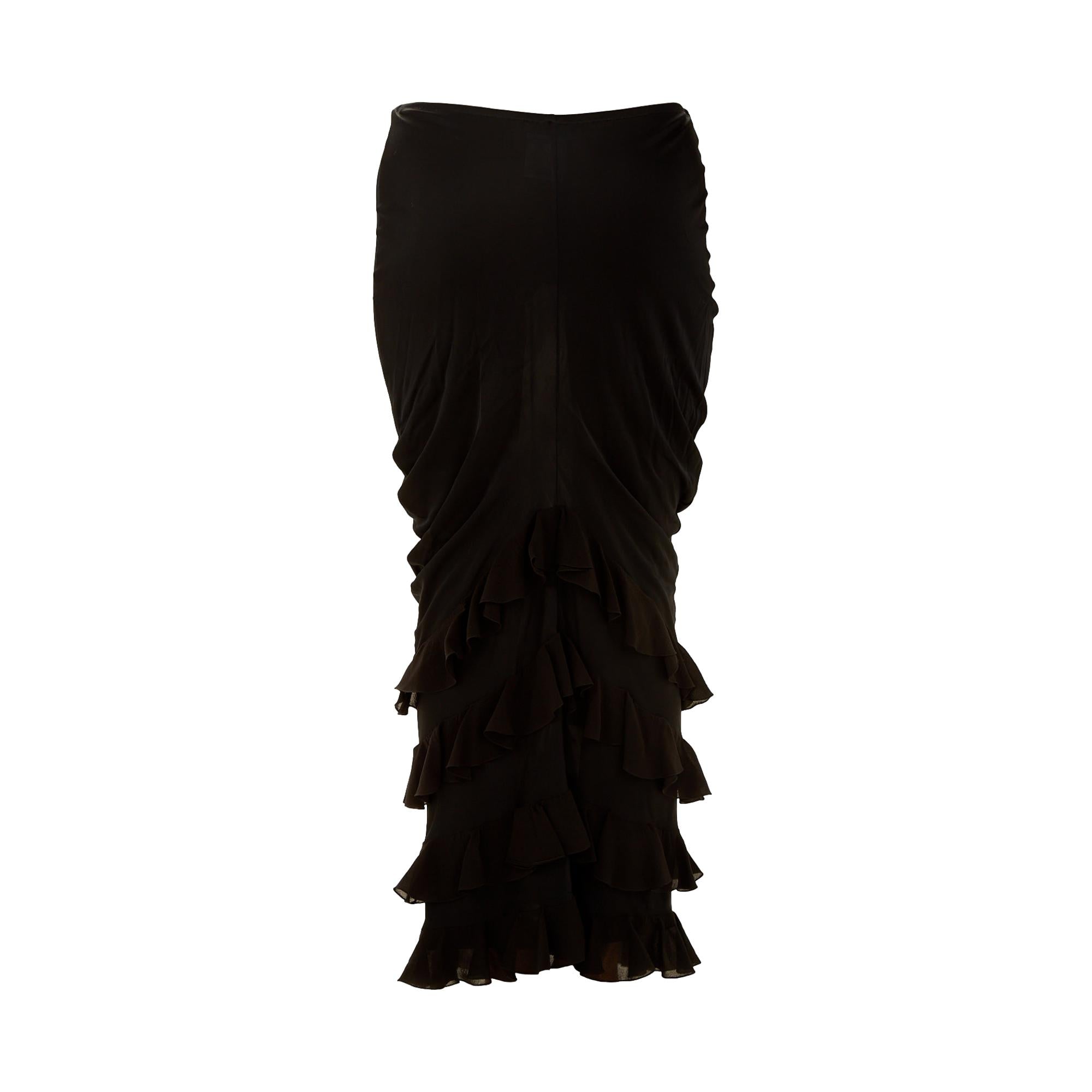 Dior Black Long Ruffled Skirt