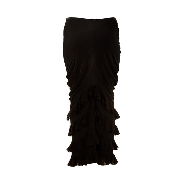 Dior Black Long Ruffled Skirt