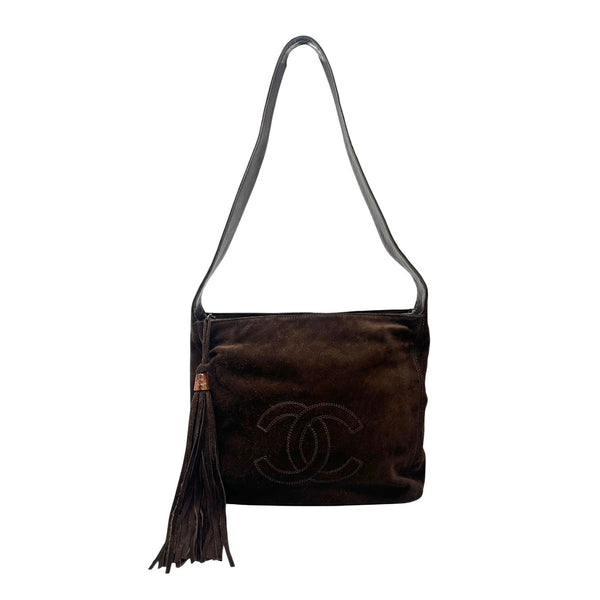 Chanel Brown Suede Crossbody Bag