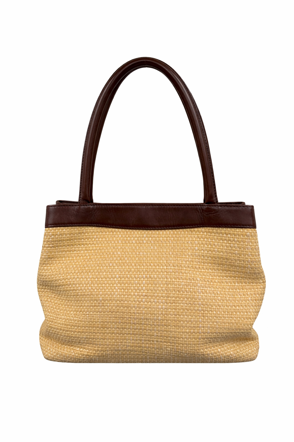 Chanel Tan Straw Top Handle Bag