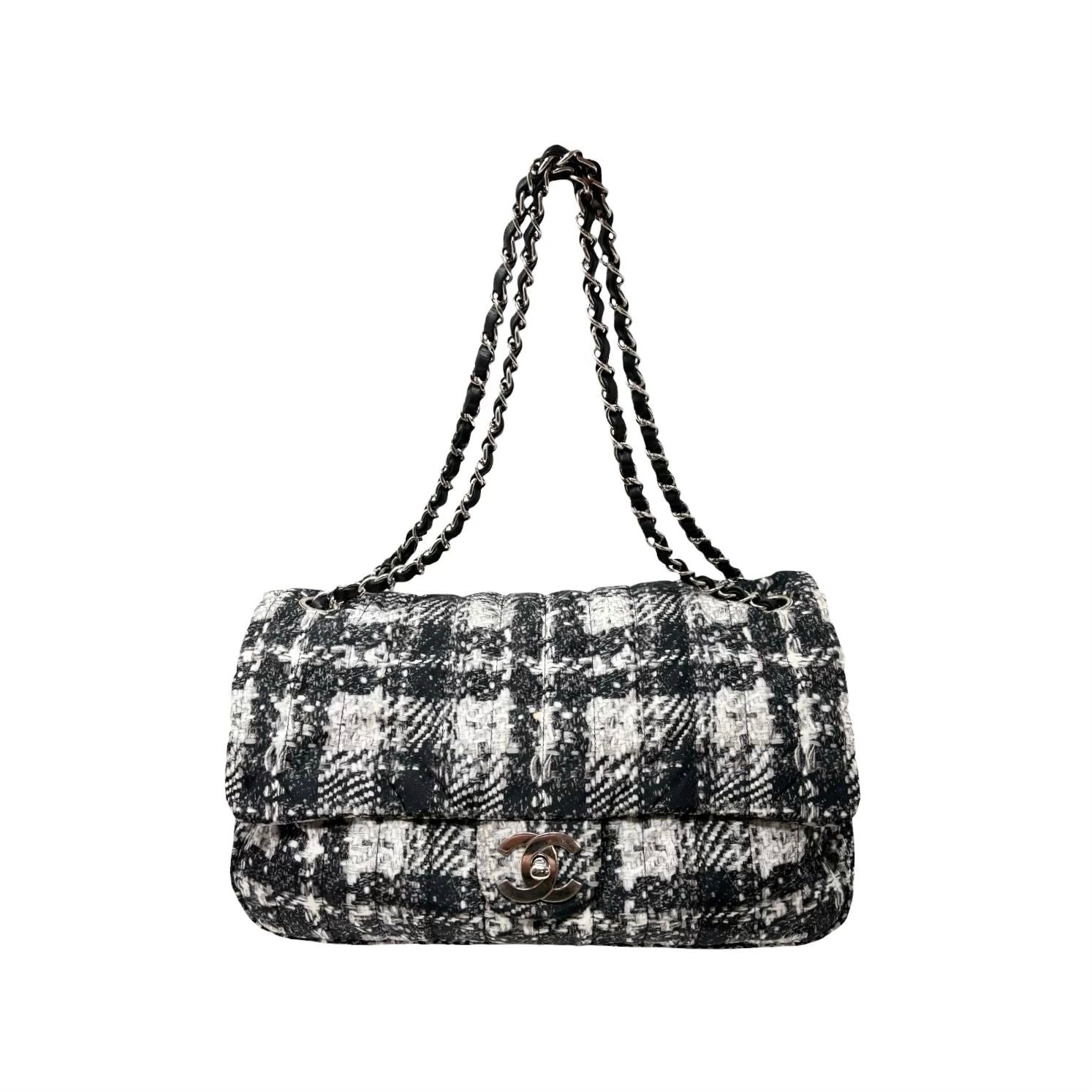 Chanel Tweed Print Nylon Flap Bag