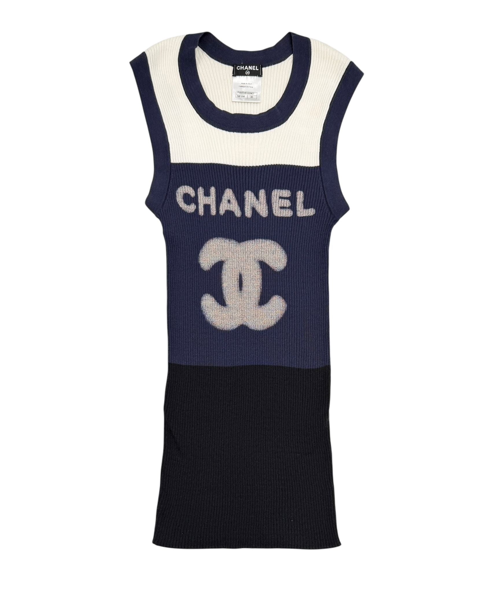 Chanel Colorblocked Ribbed Mini Dress