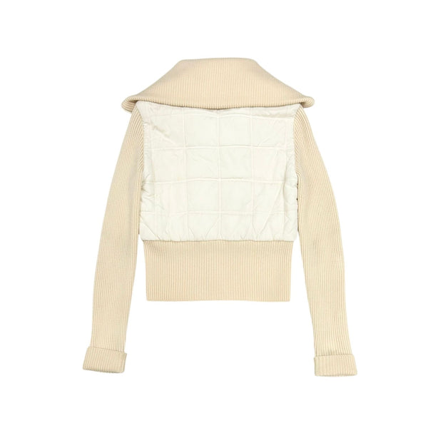 Chanel White Ribbed Puffer Jacket