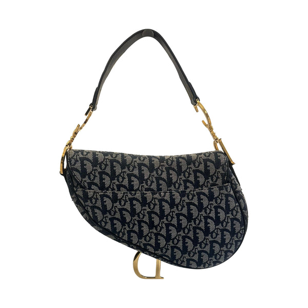 Dior Navy Logo Saddle Bag