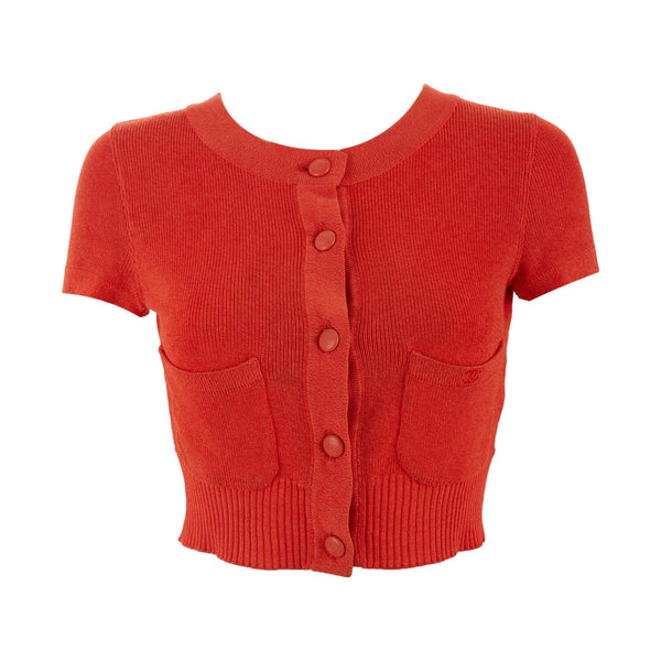 Chanel Coral Cropped Cardigan
