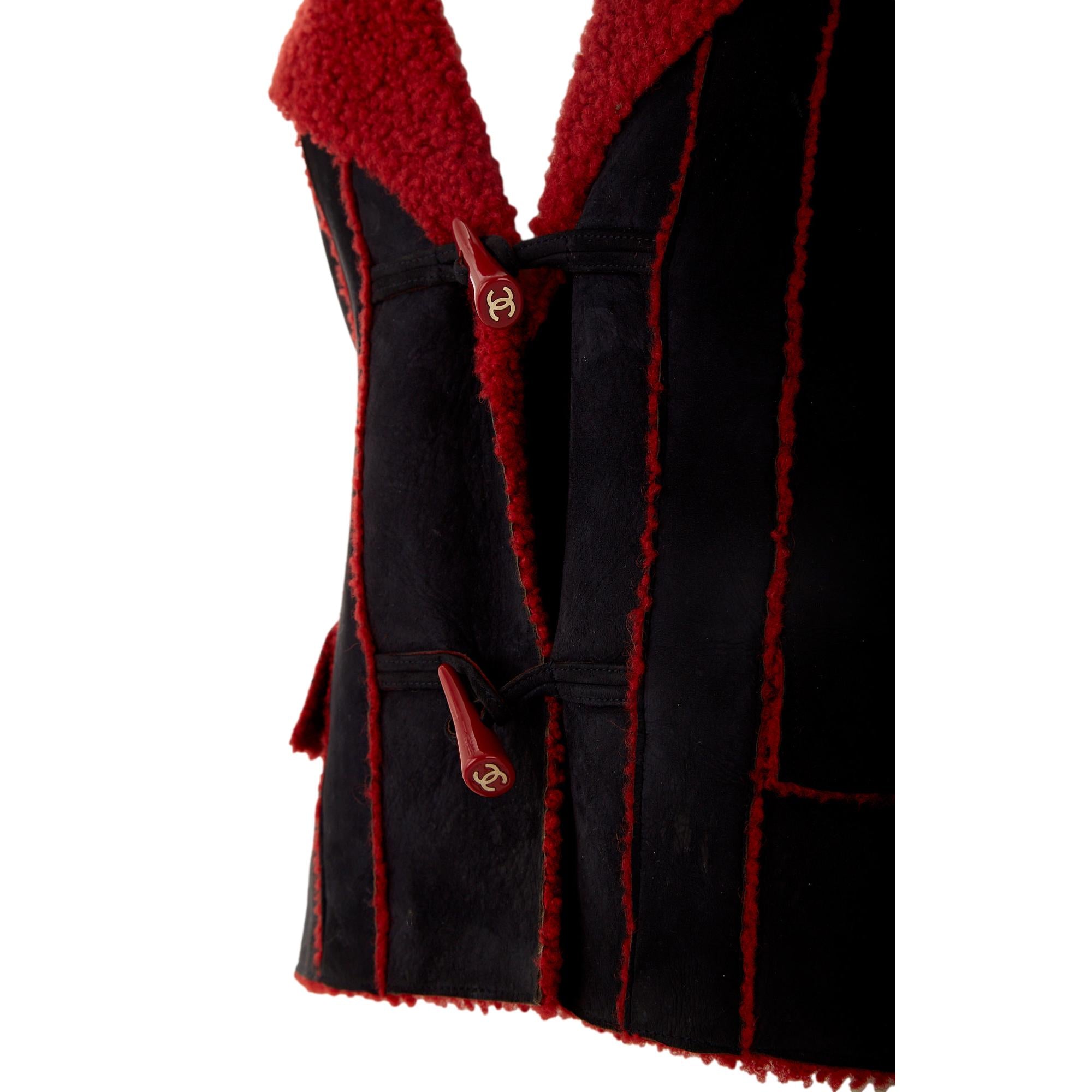 Chanel Suede Shearling Logo Vest