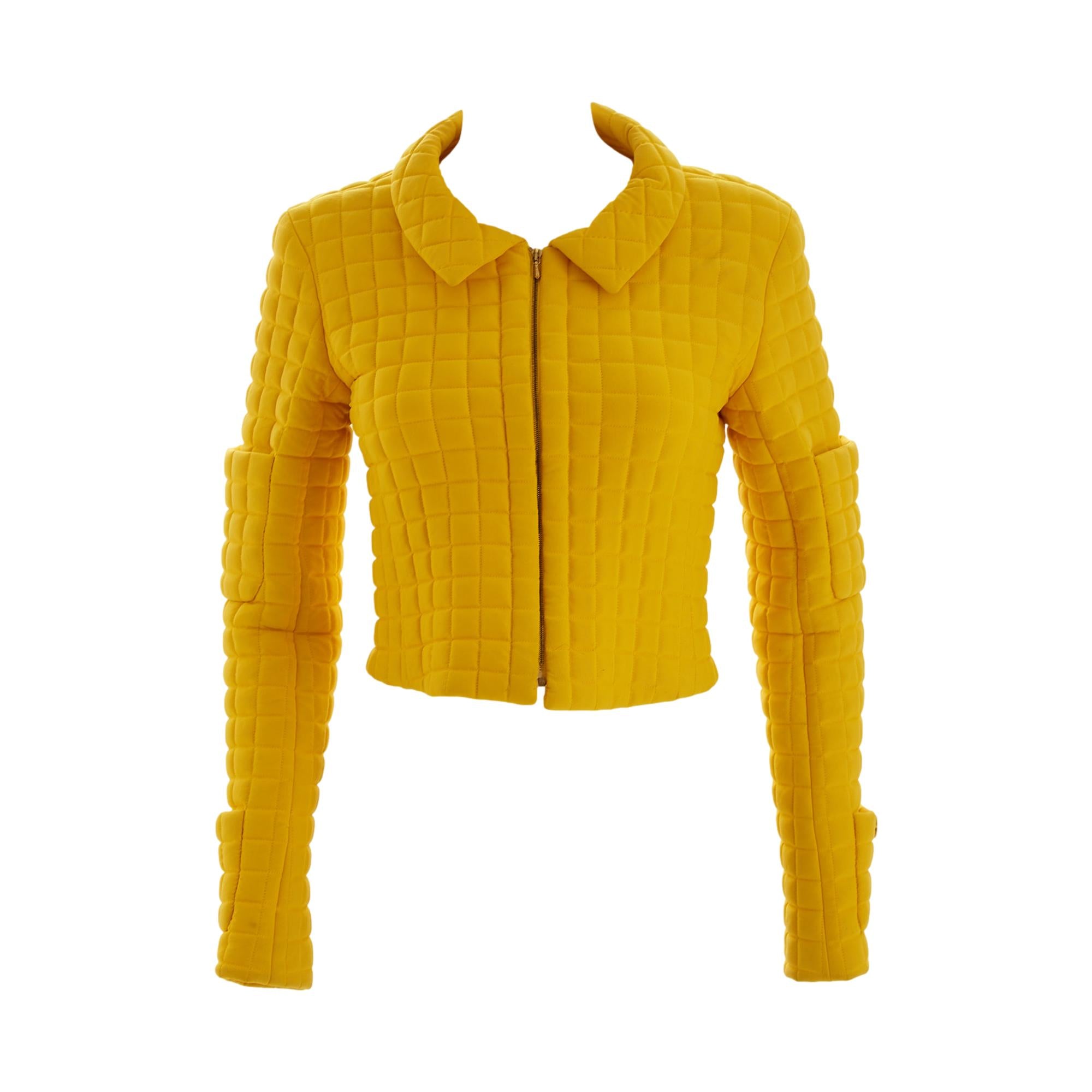 Chanel Yellow Quilted Cropped Jacket