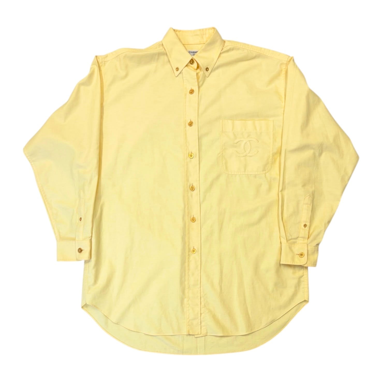 Chanel Yellow Oversized Logo Button Down