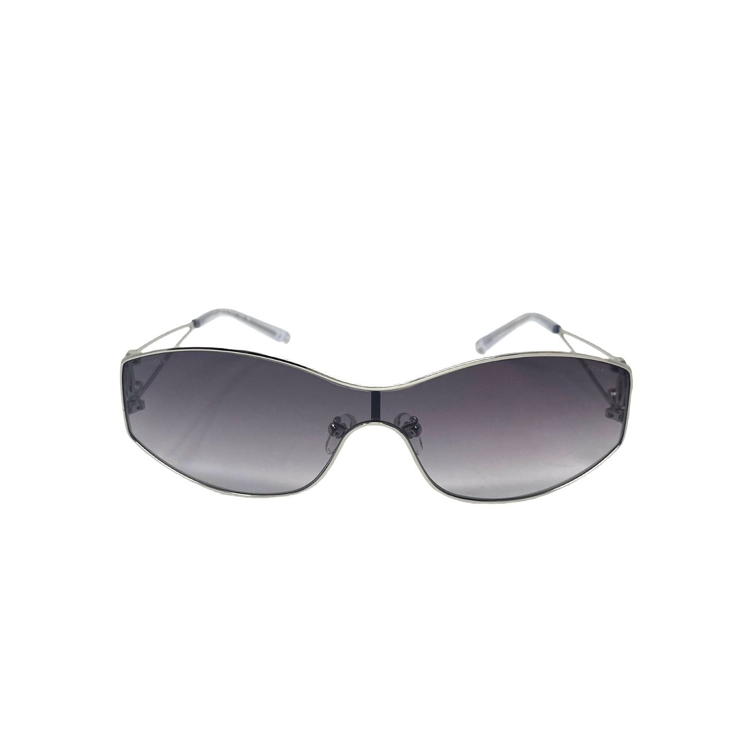Chanel Purple Rimless Rhinestone Visor Sunglasses