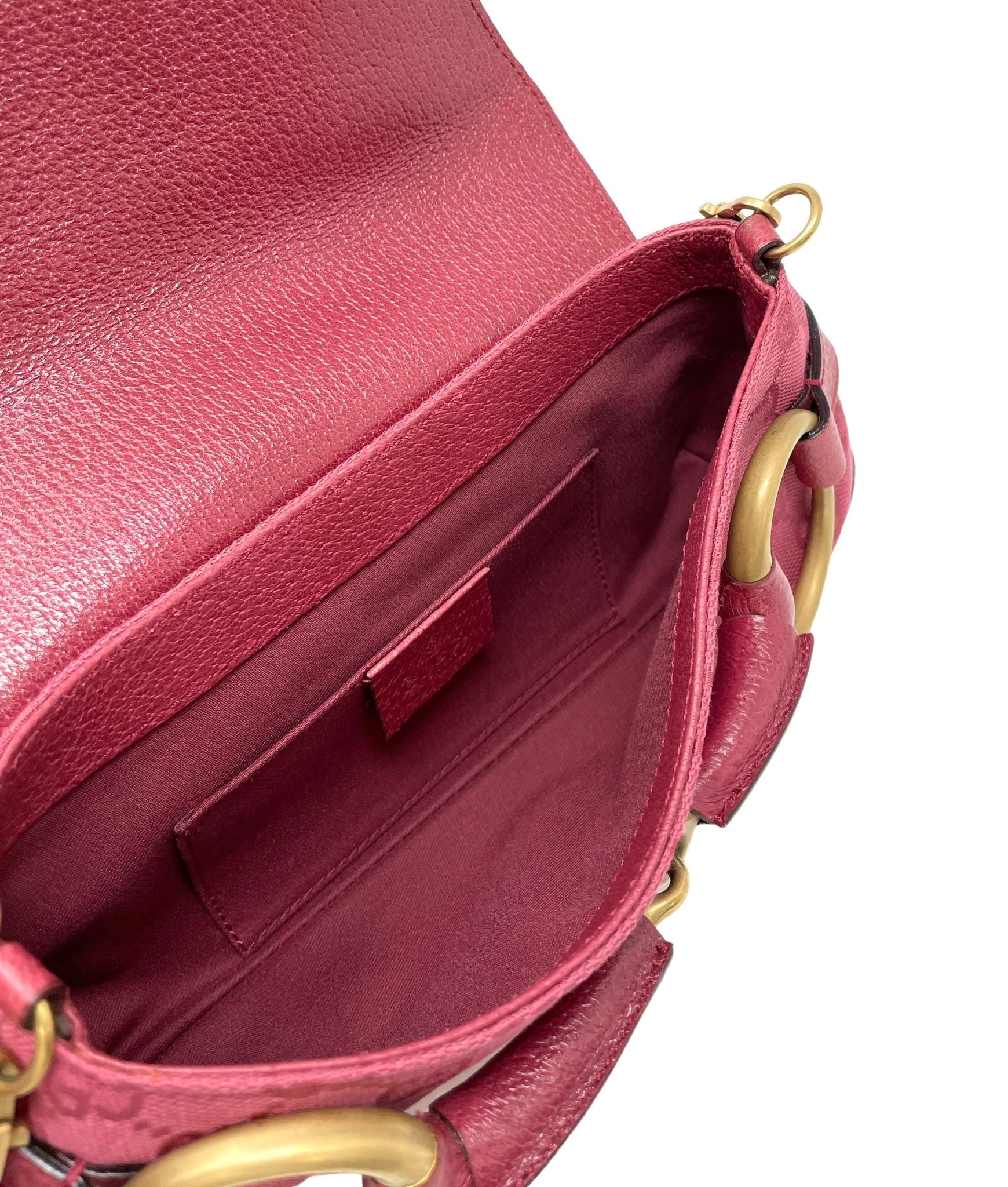 Gucci Pink Logo Horsebit Shoulder Bag