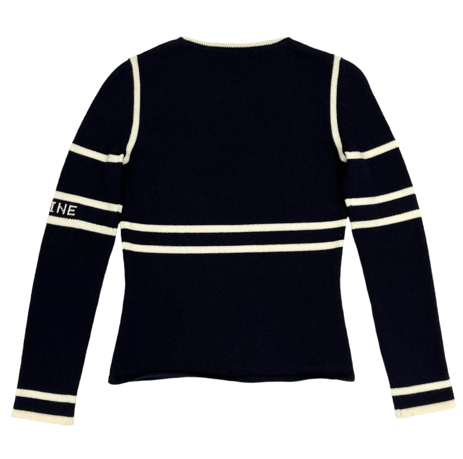 Celine Navy Stripe Logo Sweater – Treasures of NYC