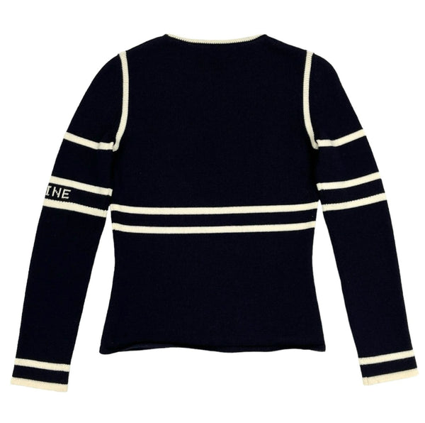 Celine Navy Stripe Logo Sweater