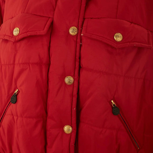 Chanel Red Logo Puffer Jacket