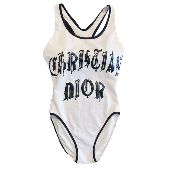 Dior White Gothic One Piece Swimsuit