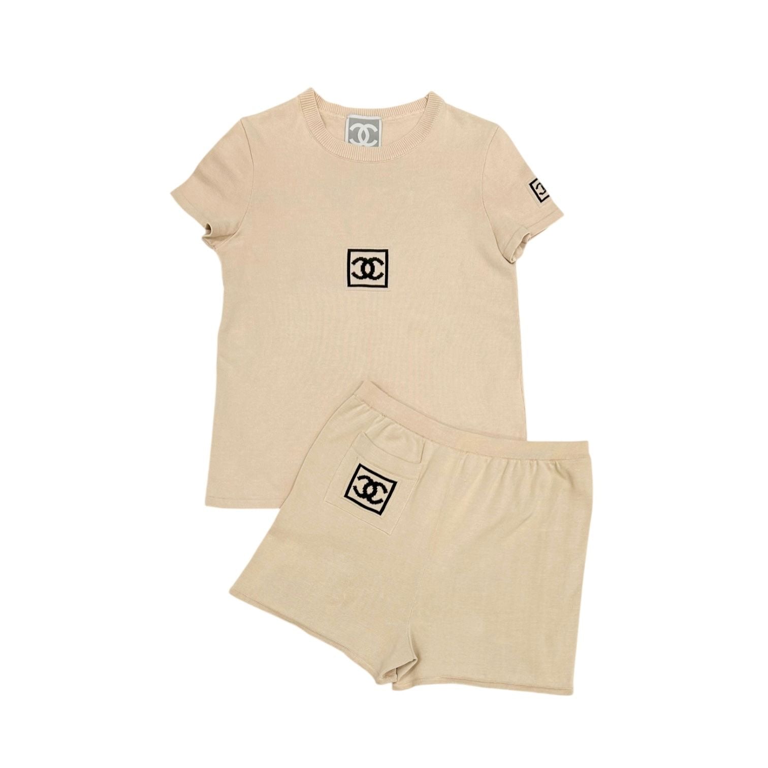 Chanel Beige Logo Short Set