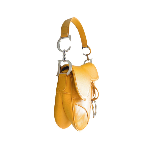 Dior Yellow Leather Saddle Bag