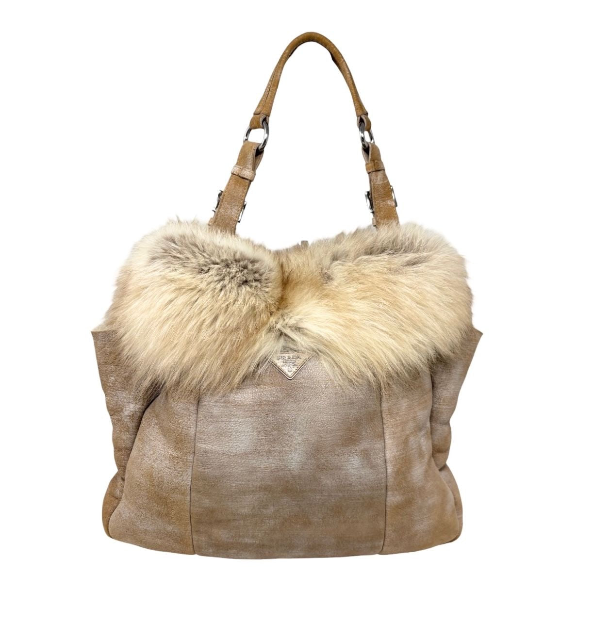 Prada Shearling Fox Shoulder Bag