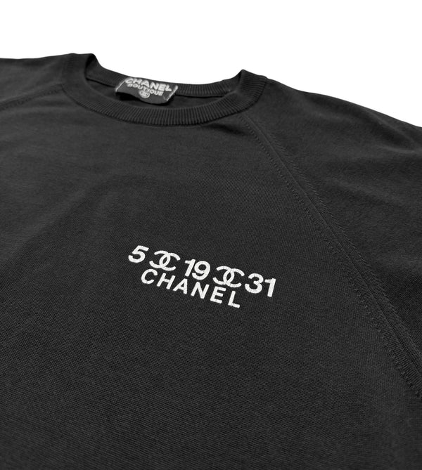 Chanel Black Number Logo Crop Top