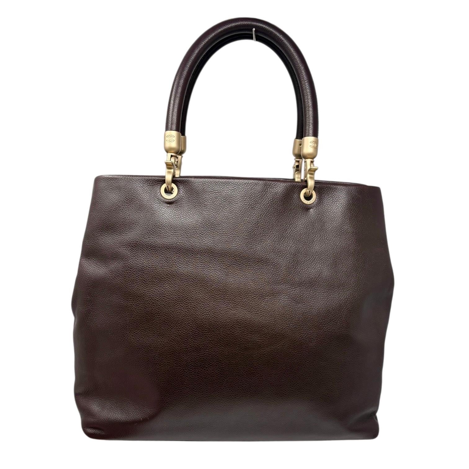 Chanel Brown Caviar Structured Handle Bag