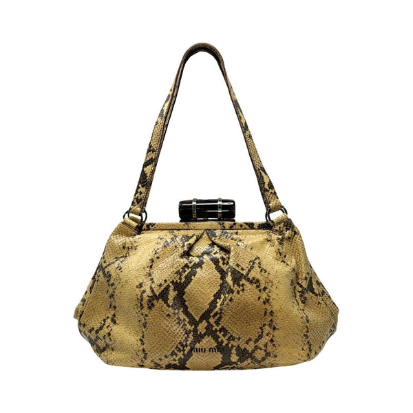 Miu Miu Tan Snakeskin Kisslock Bag