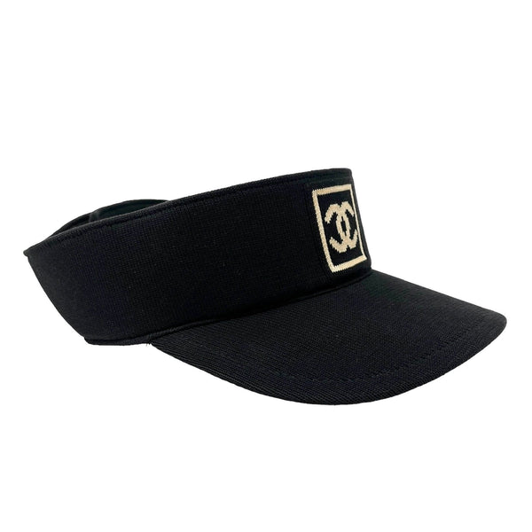 Chanel Black Knit Logo Visor