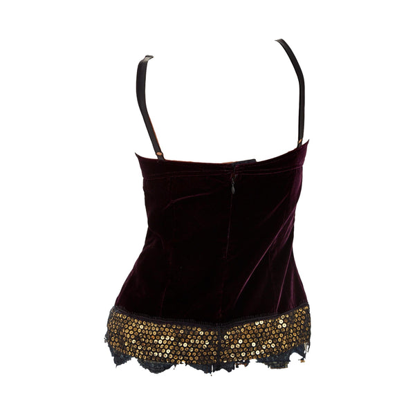 Dolce & Gabbana Burgundy Velvet Floral Top