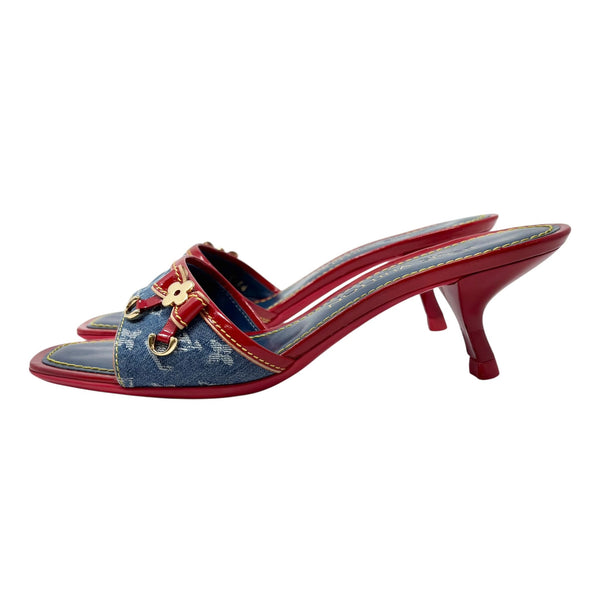 Louis Vuitton Blue Denim Kitten Heels