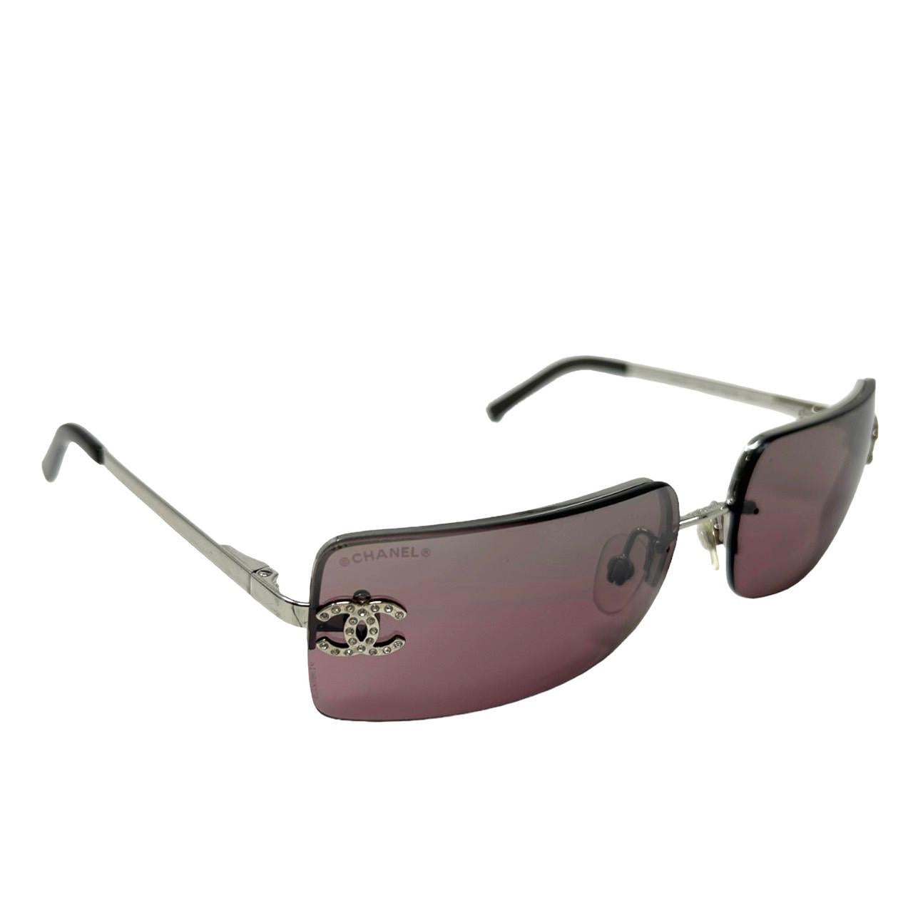 Chanel Purple Rimless Rhinestone Sunglasses l
