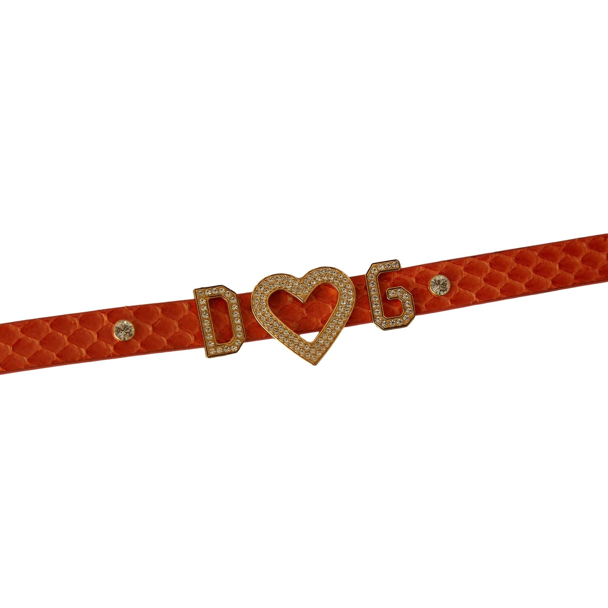 Dolce & Gabbana Orange Snakeskin Rhinestone Choker