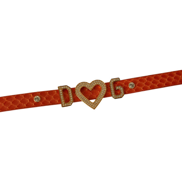 Dolce & Gabbana Orange Snakeskin Rhinestone Choker