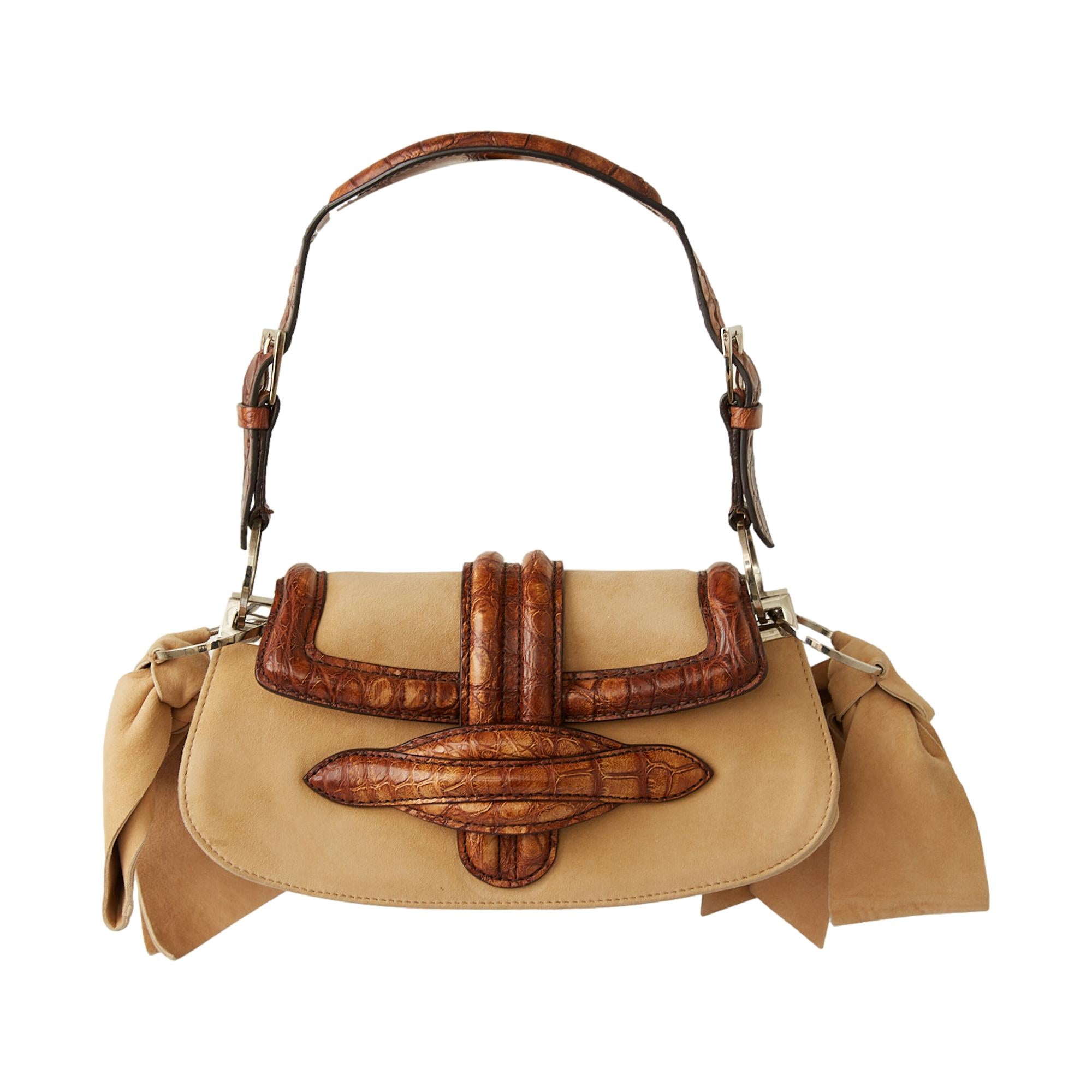 Dior Tan Suede + Leather 'Lip' Bag