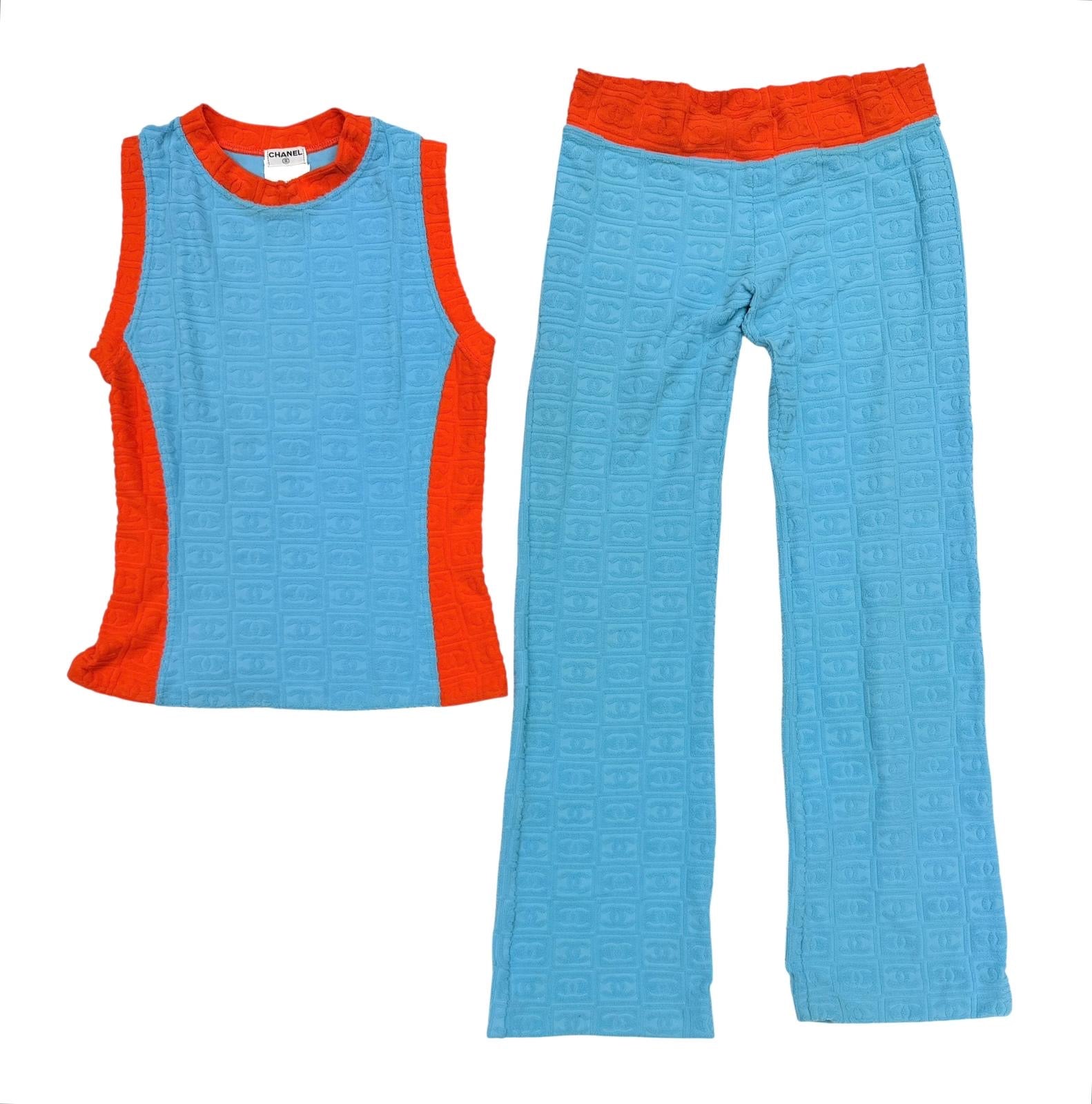 Chanel Baby Blue Terrycloth Logo Set