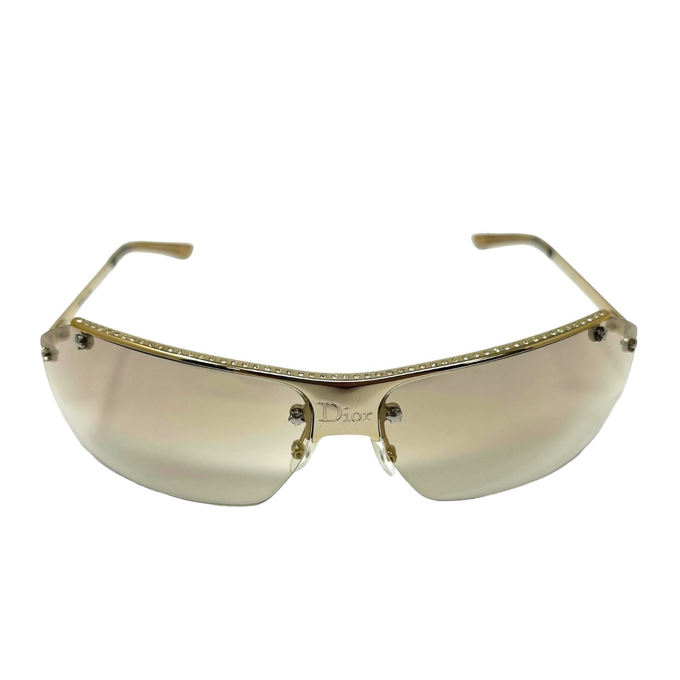 Dior Gold Rhinestone Logo Sunglasses