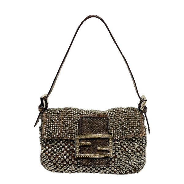 Fendi Mini Brown Beaded Baguette Bag