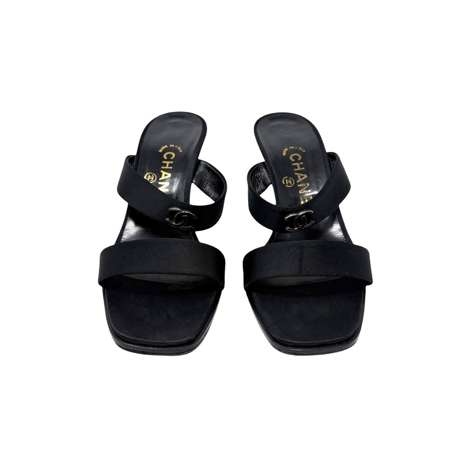 Chanel Black Logo Sandals