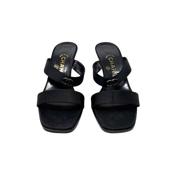 Chanel Black Logo Sandals