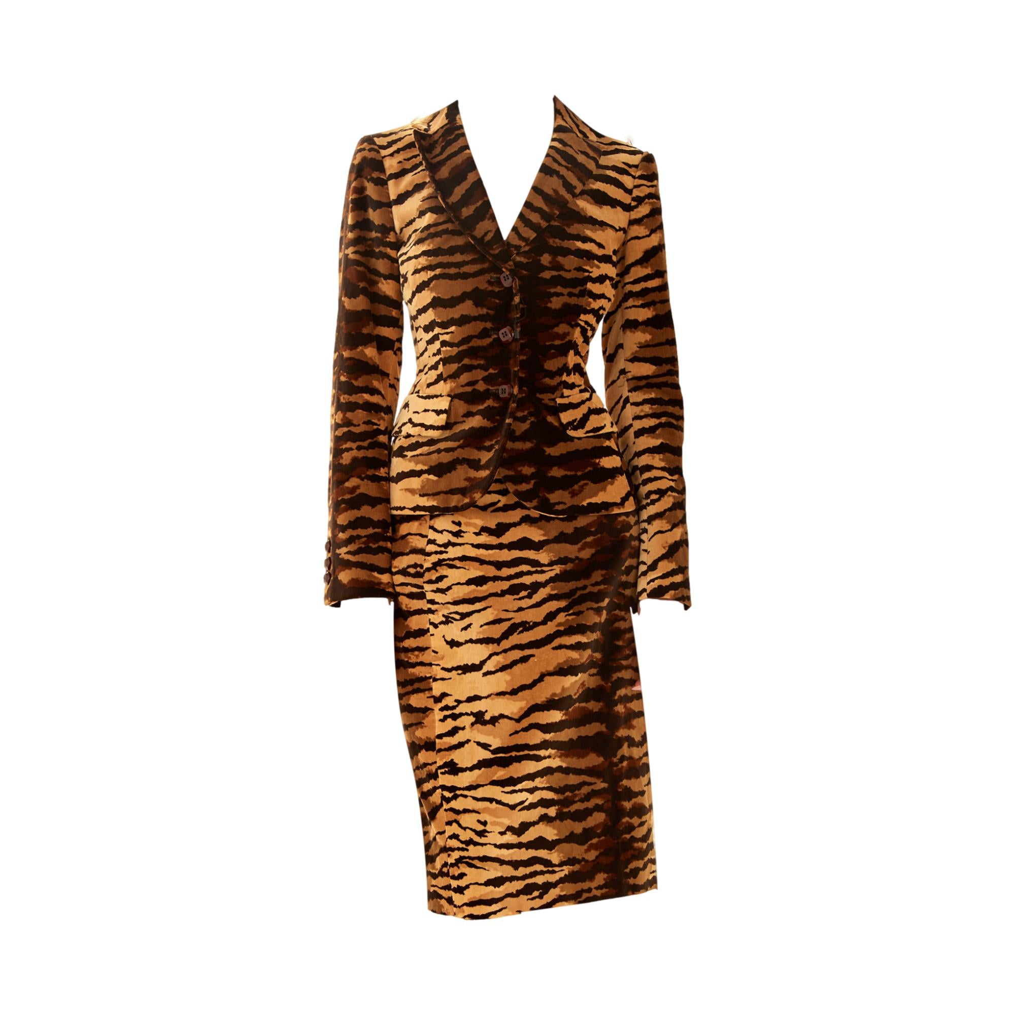 Moschino Velvet Tiger Stripe Skirt Set