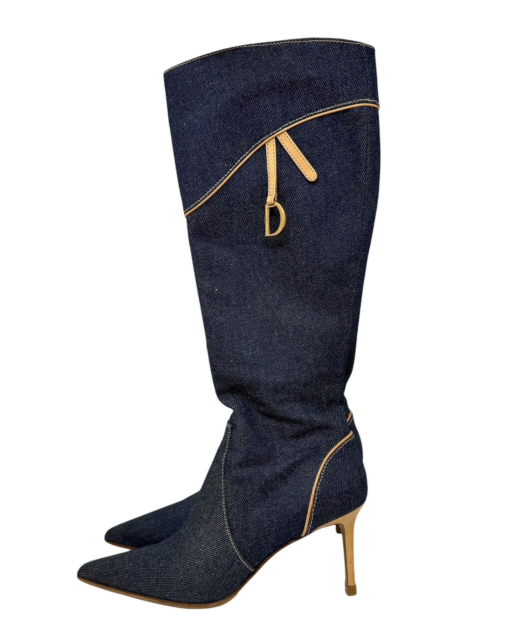 dior denim boots