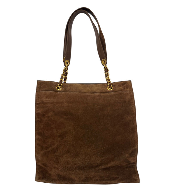 Chanel Brown Suede Shoulder Tote