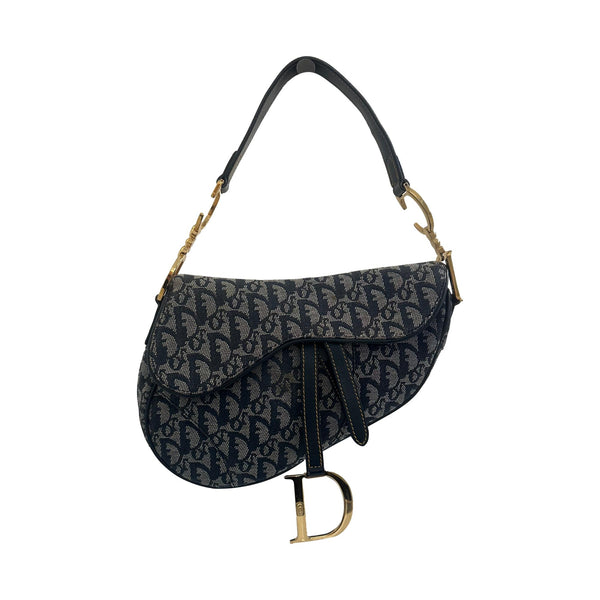 Dior Navy Logo Saddle Bag