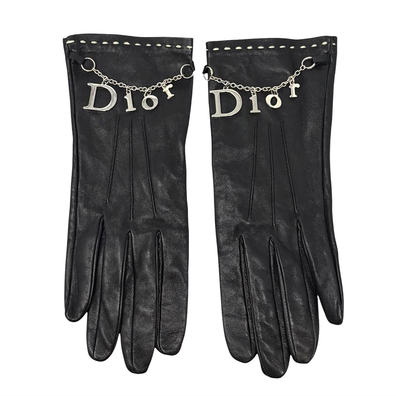 Dior Black Charm Logo Gloves
