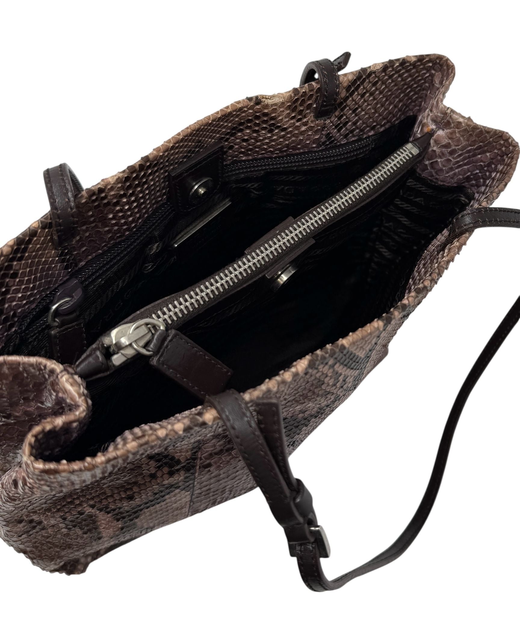 Prada Brown Snakeskin Shoulder Bag