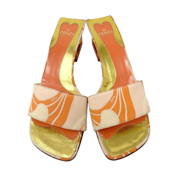 Fendi Orange Lucite Block Heels