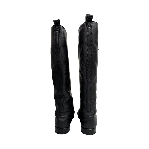 Chanel Black Turn-lock Logo Riding Boots