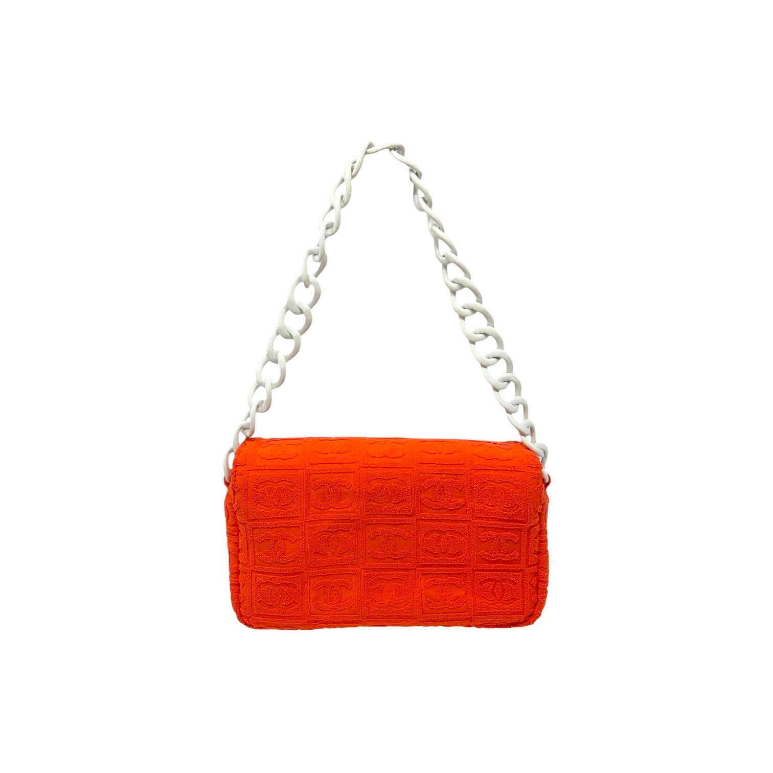 Chanel Orange Logo Terrycloth Shoulder Bag