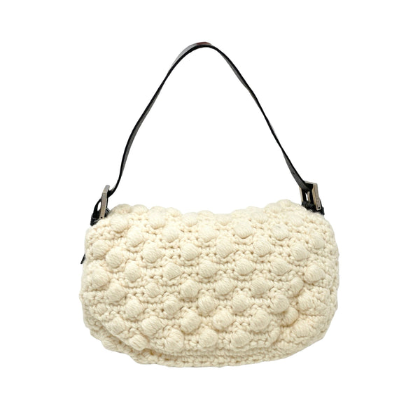 Fendi White Crochet Baguette Bag