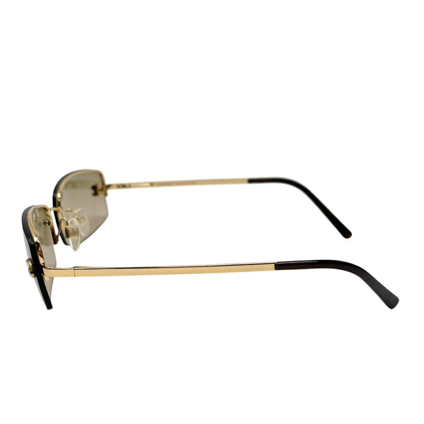 Chanel Brown Mini Rhinestone Rimless Sunglasses
