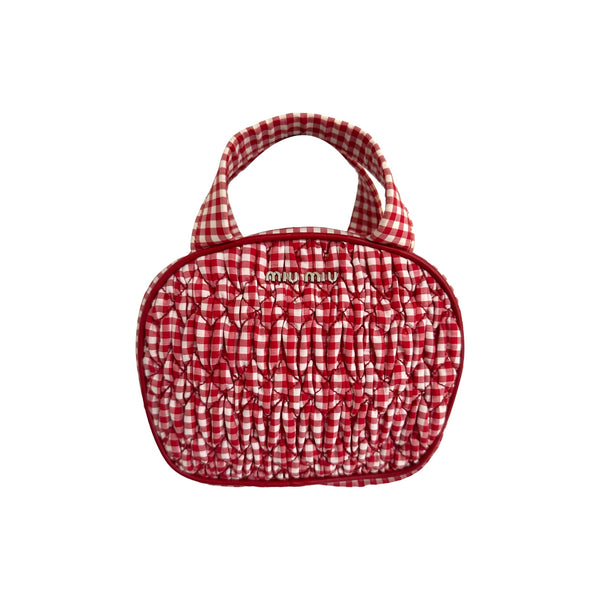 Miu Miu Red Gingham Mini Top Handle Bag